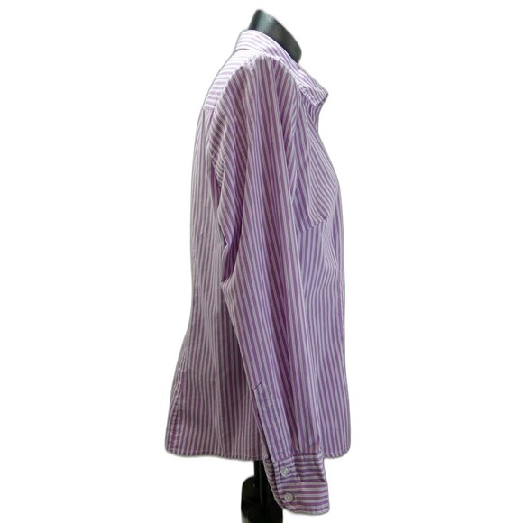 Willow Bay Lavender White Blue Striped Button-Front Shirt - Women's L 14-16 - Picture 3 of 6